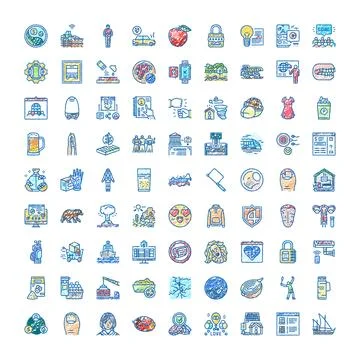 Collection of hand drawn line doodle icons Stock Illustration