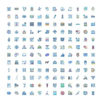 Collection of hand drawn line interface icons Stock Illustration