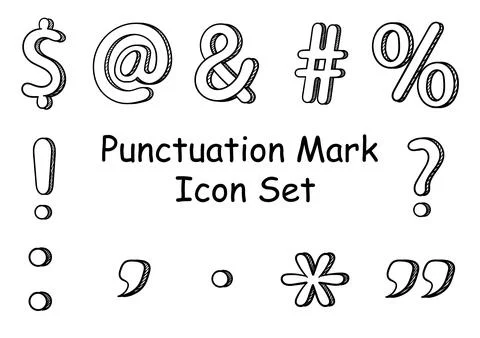 Collection of hand drawn punctuation marks Stock Illustration