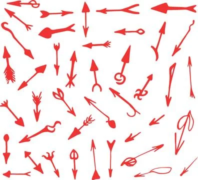 Collection of Hand-Drawn Red Arrows in Diverse Artistic Designs Illustrazione stock