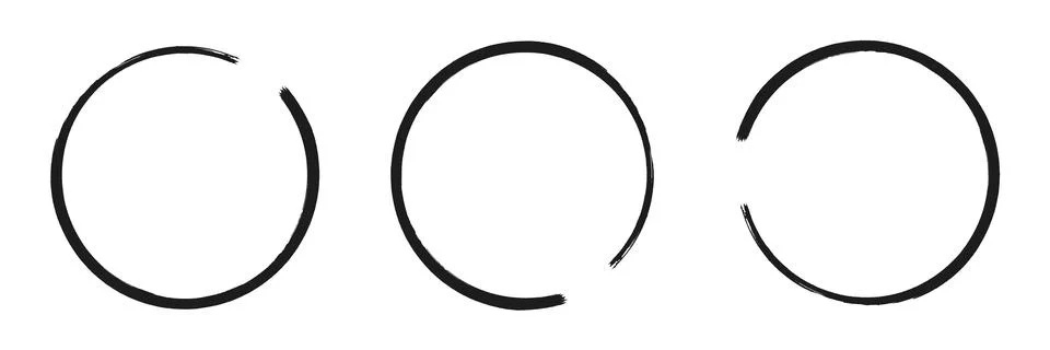 Collection hand drawn round shape. Sketch of circular doodles with a marker.. Stock Illustration