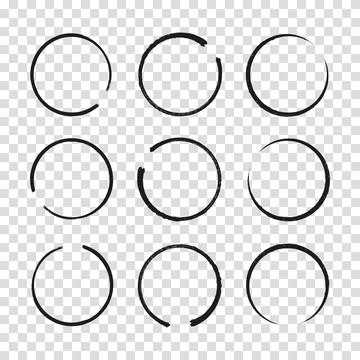 Collection hand drawn round shape. Set of circular frames. Sketch of circul.. Stock Illustration