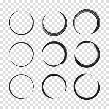 Collection hand drawn round shape. Set of circular frames. Sketch of circul.. Stock Illustration