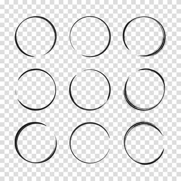 Collection hand drawn round shape. Set of circular frames. Sketch of circul.. Stock Illustration