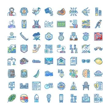 Collection of hand drawn scratch style icons illustrating various concepts 스톡 일러스트