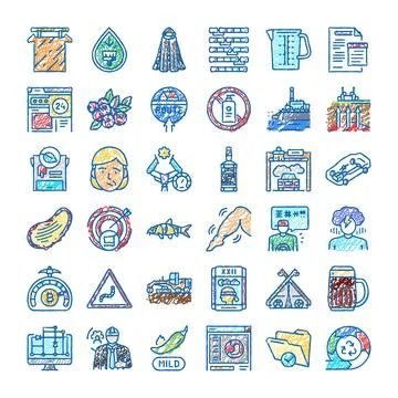 Collection of hand drawn scribble doodle icons Illustrazione stock