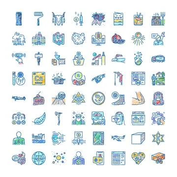 Collection of hand drawn scribble doodle icons Illustrazione stock