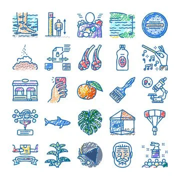 Collection of hand drawn scribble doodle icons Stock Illustration