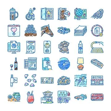 Collection of hand drawn scribble doodle icons Stock Illustration