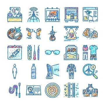 Collection of hand drawn scribble doodle icons Stock Illustration