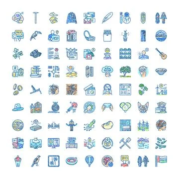 Collection of hand drawn scribble doodle icons Stock Illustration