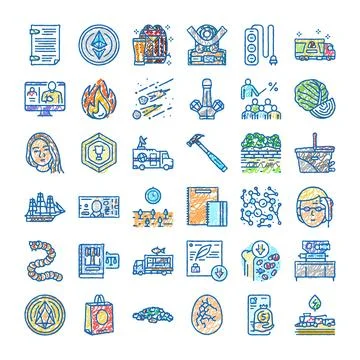 Collection of hand drawn scribble doodle icons Illustrazione stock