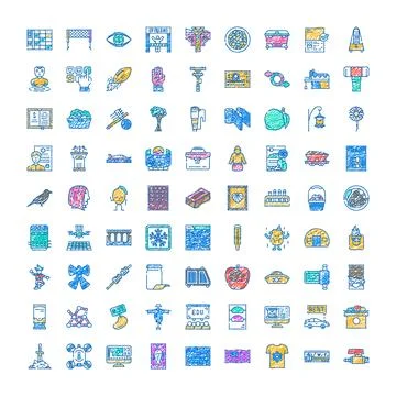 Collection of hand drawn scribble icons exploring concepts Illustrazione stock