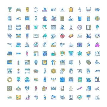 Collection of hand drawn scribble icons on white Stock Illustration