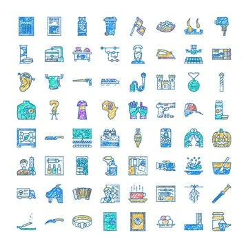 Collection of hand drawn scribble style icons Stock Illustration