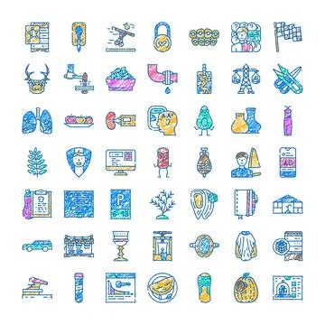 Collection of hand drawn scribble style icons Stock Illustration