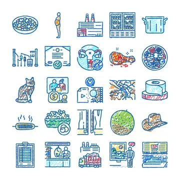 Collection of hand drawn scribble style icons Stock Illustration