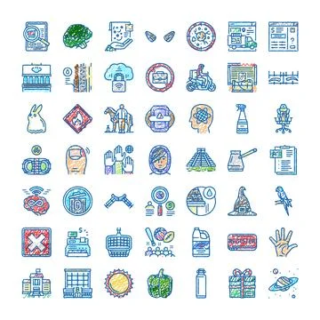 Collection of hand drawn scribble style business and lifestyle icons Stock Illustration