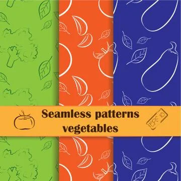 Collection of hand drawn seamless pattern cooking and food Stock Illustration
