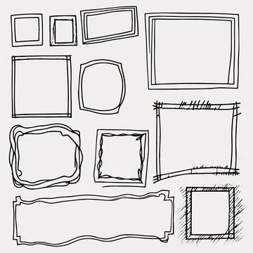 A collection of hand-drawn sketched frames Illustrazione stock