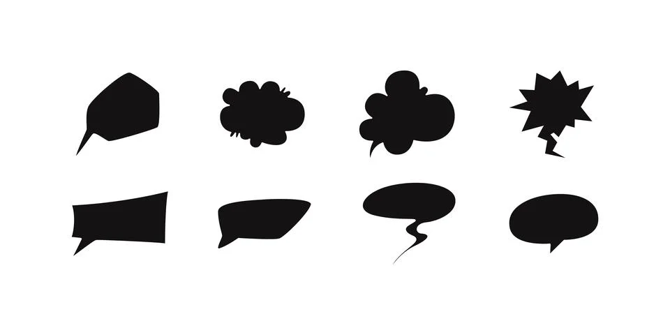 Collection of Hand Drawn Speech Bubble Doodle Set Illustrazione stock