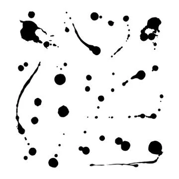 Collection of hand-drawn splashes. Vector set of brush strokes. Stock Illustration