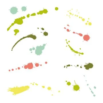 Collection of hand-drawn splashes. Vector set of brush strokes. Stock Illustration