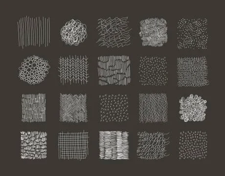 Collection of Hand Drawn textures. Vector. Isolated. Stock Illustration