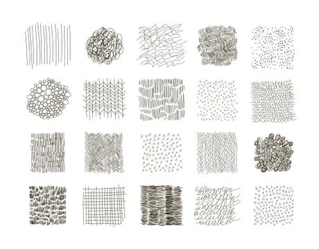 Collection of Hand Drawn textures. Vector. Isolated. Stock Illustration