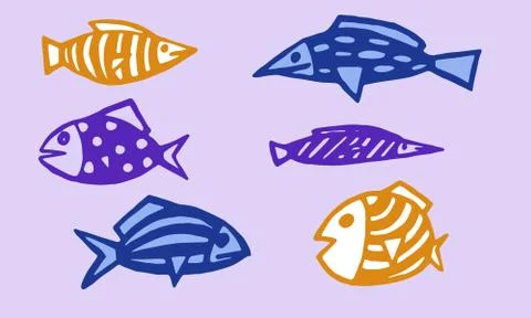 Collection of hand drawn vector illustration of fish Stock Illustration