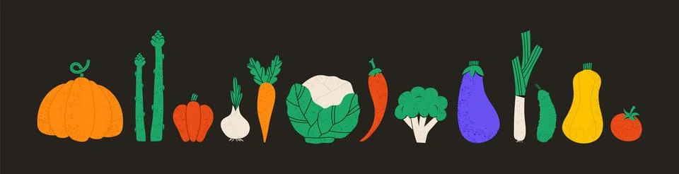Collection of hand drawn vegetable illustrations Stock Illustration