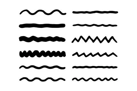 Collection of hand drawn wavy and jagged line elements Stockillustratie