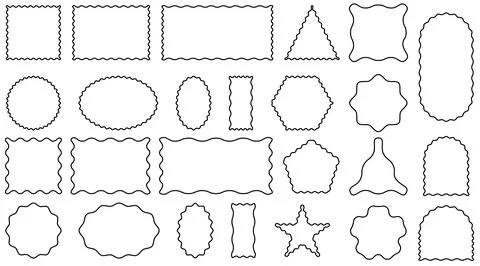 Collection of hand drawn wavy frames and abstract borders in black outline... Stock Illustration