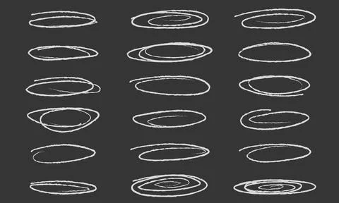 Collection of hand-drawn white chalk texture spirals and swirls Stock Illustration