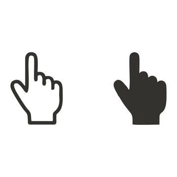 Collection of hand shaped pointer Templates in black and white. Stock Illustration