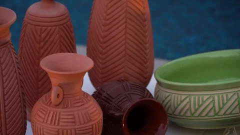 Collection of Handcrafted Ceramics Stock Footage 318303157
