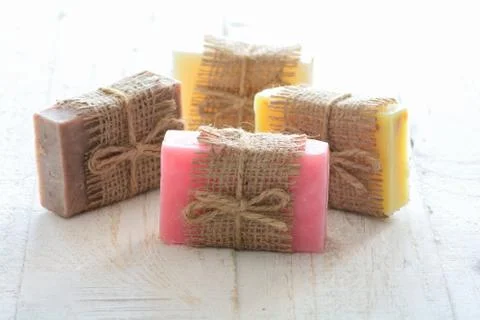 Collection of handmade soap Stock Photos