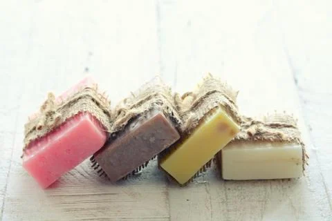 Collection of handmade soap Stock Photos