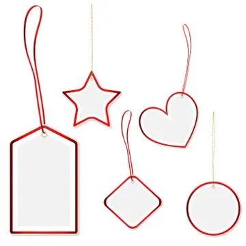 Collection of hanging price tags with red border Stock Illustration