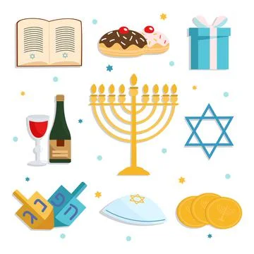 Collection of Hanukkah elements Stockillustratie