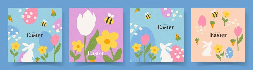 Collection of Happy Easter cards 스톡 일러스트