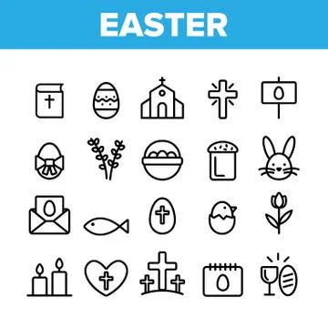 Collection Happy Easter Elements Vector Icons Set Illustrazione stock