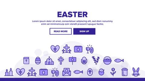 Collection Happy Easter Elements Vector Icons Set 스톡 일러스트
