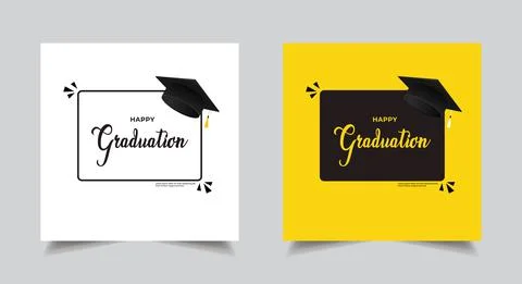 Collection of happy graduation design vector illustration. Celebration gradua Stock Illustration