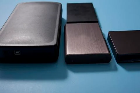 Collection of harddrives Stock Photos