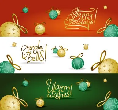 Collection of headers with xmas tree decoration Stock Illustration