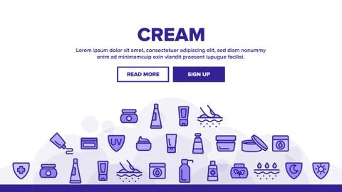 Collection Healthy Cream Elements Vector Icons Set イラスト素材