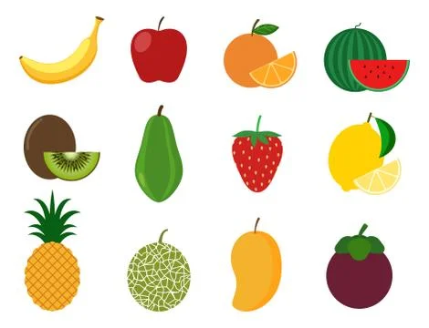 Collection of healthy fruit vector set  - Vector illustration Stock Illustration