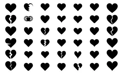 Collection of Heart Shape Silhouettes Vector Illustration for Graphic Design Stock Illustration