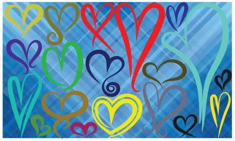 Collection of hearts on texture background Stock-Illustration